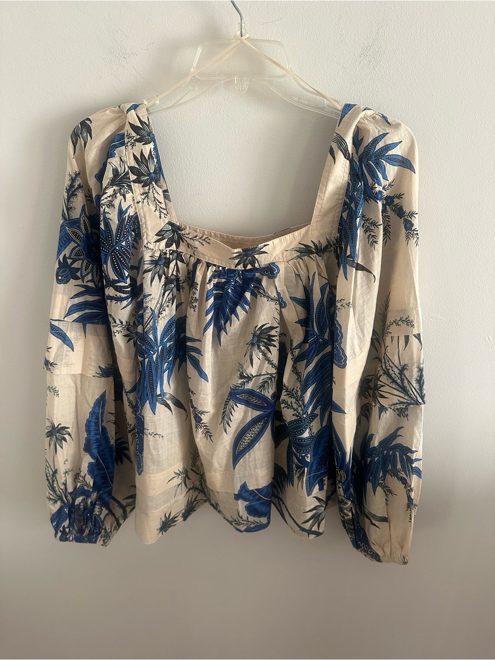 Banana Republic square neck tropical floral print 100% cotton blouse size medium - Picture 7 of 7